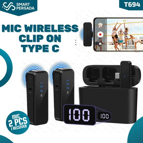 Promo Mic Wireless Clip On 2 Microphone Smartphone HP Type C Vlog