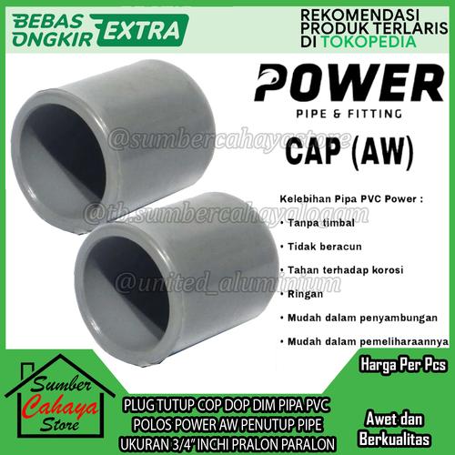 Jual Dop Power Pvc Tanpa Drat Power Tutup Pipa Plug Dop Cap Ukuran 3/4 ...