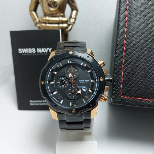 Promo JAM TANGAN PRIA SWISS NAVY SN 6820 SN-6820 ROSEGOLD BLACK