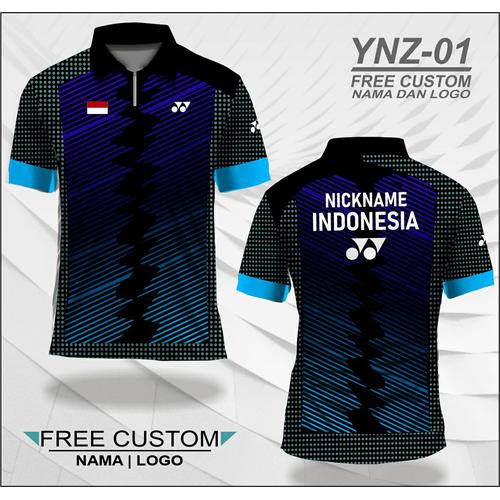 Jual Jersey badminton yonex baju kaos bulutangkis kerah Hitam