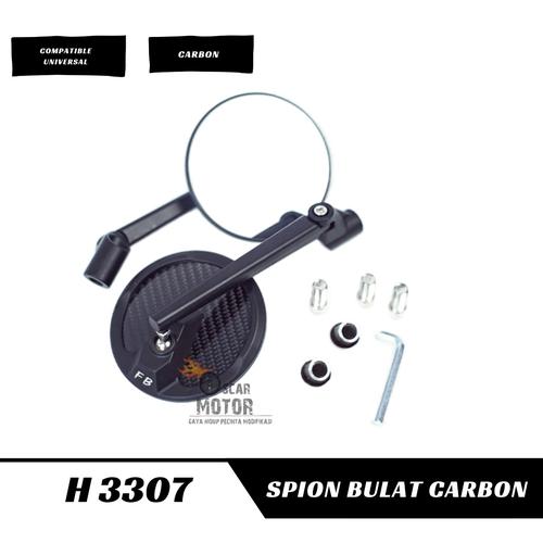 Jual KACA SPION MOTOR CARBON FULL CNC ALUMINIUM MODEL BULAT UNIVERSAL