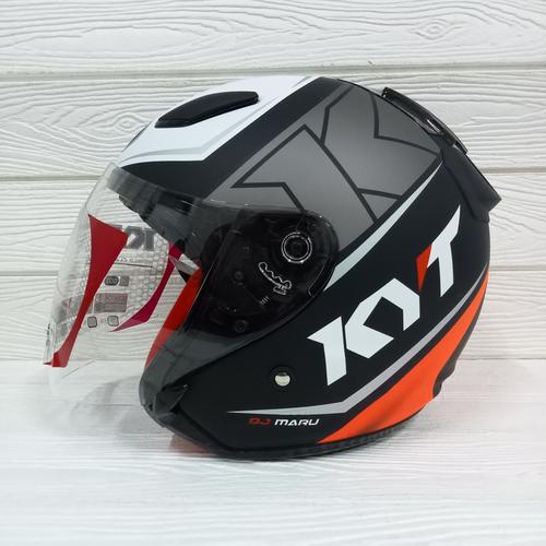 Jual Helm KYT DJmaru DJ Maru Motif Seri 17 Black Matt/Red Flou Half face M Kota Tangerang