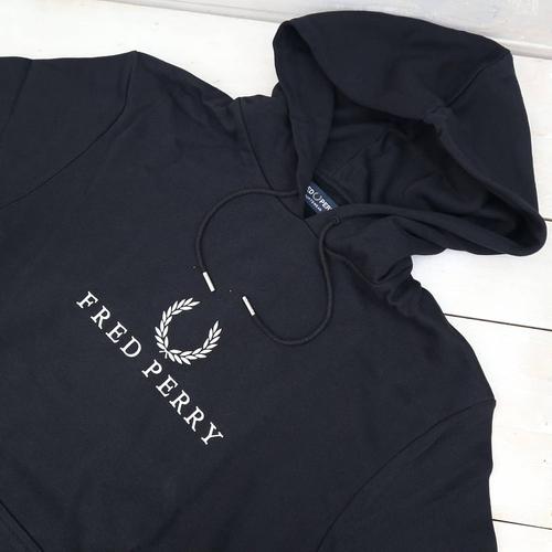 Jual Fred Perry Embroidered Logo Popover Hoodie (J5525) Black