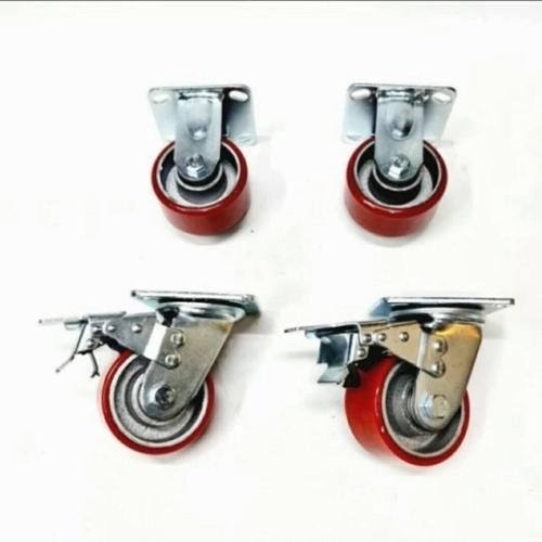 Jual Roda Pu Merah 4inch Heavy Duty (2 Rem 2 Mati) - Jakarta Barat ...