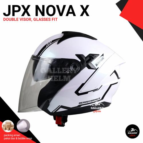 Promo HELM JPX NOVA X SEMI MOTIF PEARL WHITE HELM JPX HALF FACE PUTIH