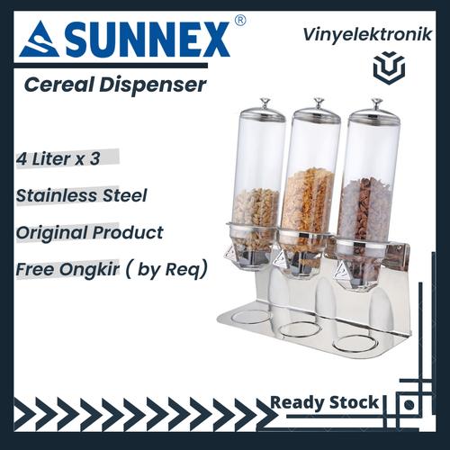 Jual Sunnex Cereal Dispenser Kaca Hotel Triple Cap. 3x4 liter SXU13