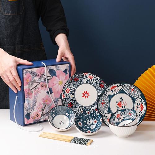 Jual Gift Set Hampers Hadiah Piring Mangkok Jepang Biru Premium Box Cantik Jakarta Barat