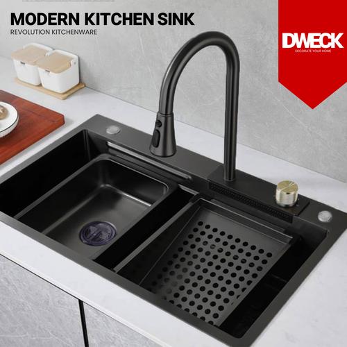 Jual Modern Kitchen Sink Luxury Black 1 Bowl Stainless Steel 304 Kota
