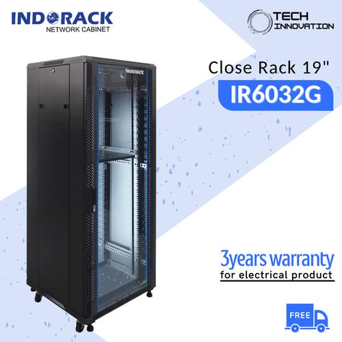 Jual INDORACK Close Rack 32U Depth 600mm Glass Door Rak Server 19 ...