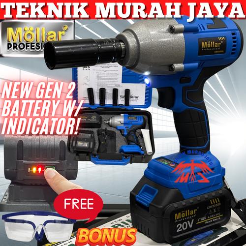Jual MOLLAR CIW20500 CORDLESS IMPACT WRENCH 500 NM BATERAI 20V BUKA
