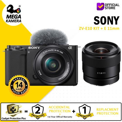 Promo Sony ZVE10 Kit 1650mm + Lensa E 11mm F1.8 Mirrorless Camera ZV