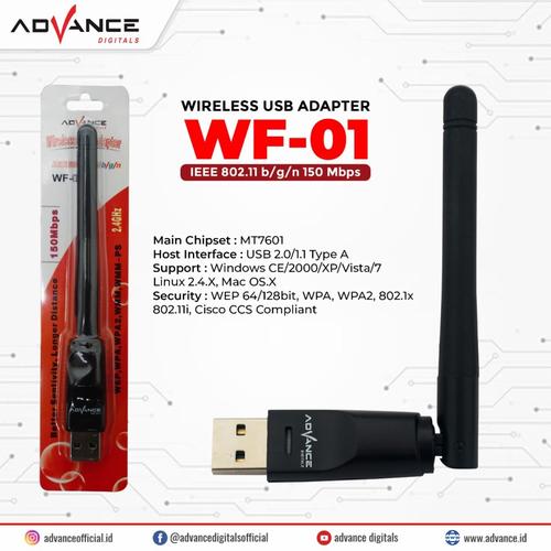 Gambar Advance WF-01 USB Wireless Adapter Antena USB Dongle Wifi Wireles WF01 dari PojokITcom Pusat IT Comp Kota Surabaya Tokopedia