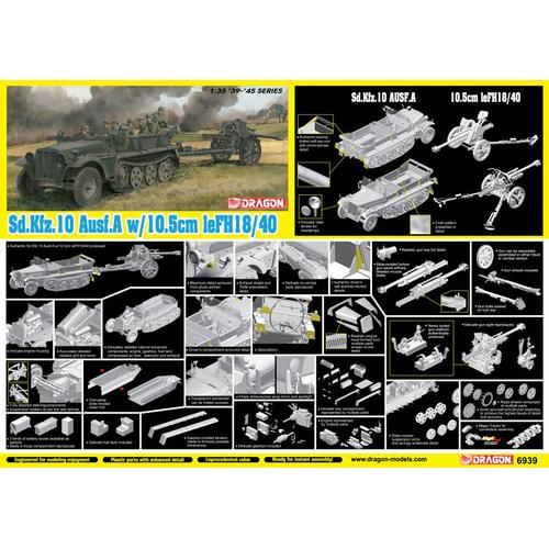 Maquette Dragon 1/35 - Sd.Kfz.10 Ausf.A Avec Canon 5cm Pak 38 - Ref 6732 - Neuf