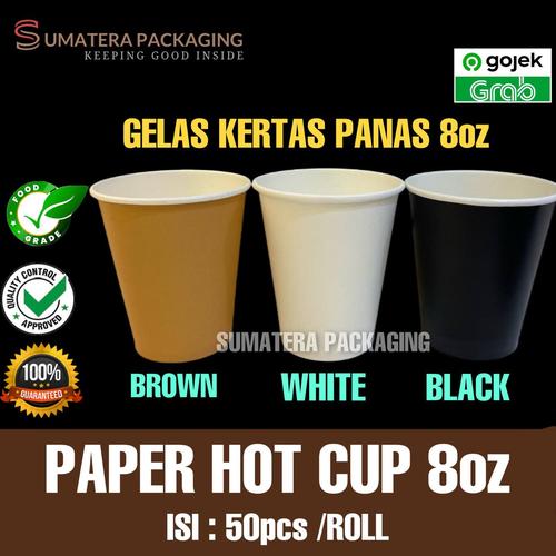 Jual Paper cup 8 oz gelas kopi kertas coffee panas 240ml BROWN WHITE ...