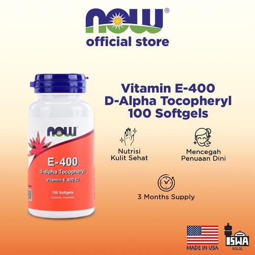 Jual NOW Foods, Vitamin E400 DAlpha Tocopheryl, 100 Softgels