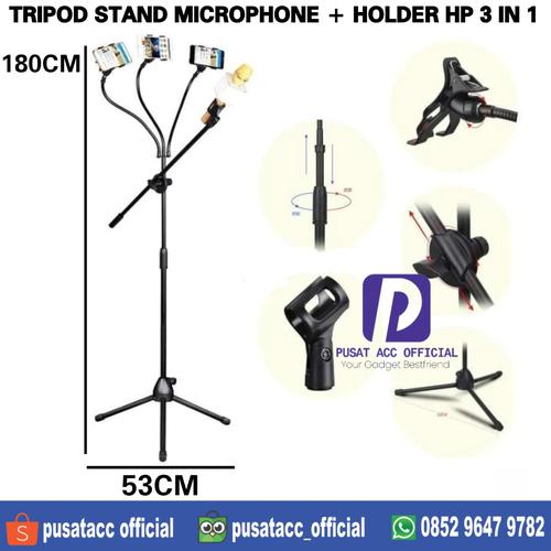 Jual Stand Microphone Holder Tripod Mic Condenser Dudukan HP Berdiri