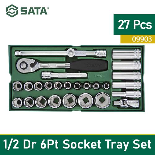 Promo SATA Kunci Socket Set 27 pcs 1/2 INCH Metric 6pt Tray Set 09903 ...