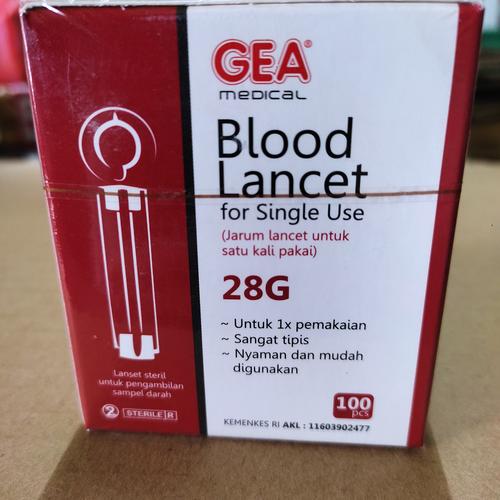 Jual Blood Lancet GEA 28 g isi 100 pcs Blood lancets gea 28g jarum