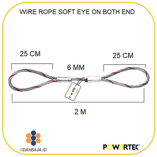 Jual WIRE ROPE SLING SOFT EYE ON BOTH END 6 MM X 2 M X 400 KG POWERTEC