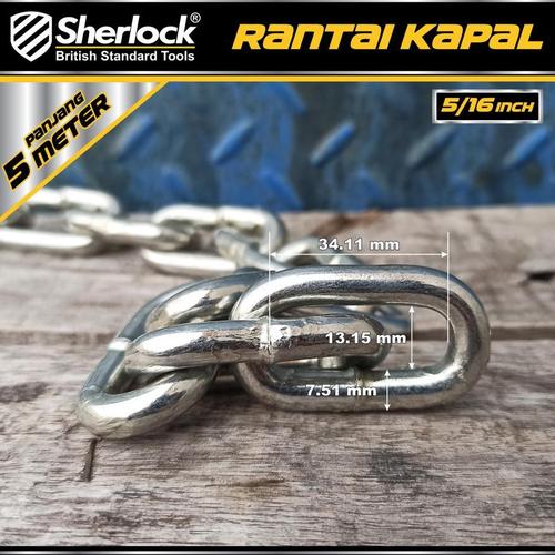 Jual Rantai Besi / Kapal Galvanized 8 mm ( 5/16 inch ) panjang 5 meter ...
