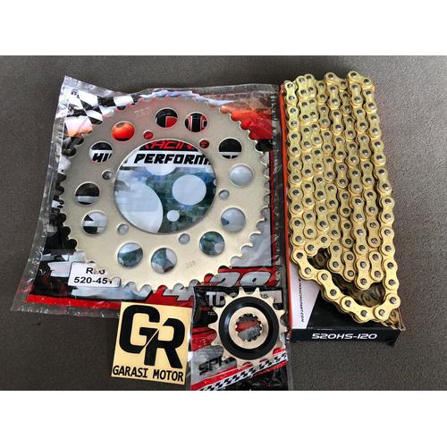 Jual gir gear set ninja 250 fi z250 r25 mt25 520 gold tdr rantai tk