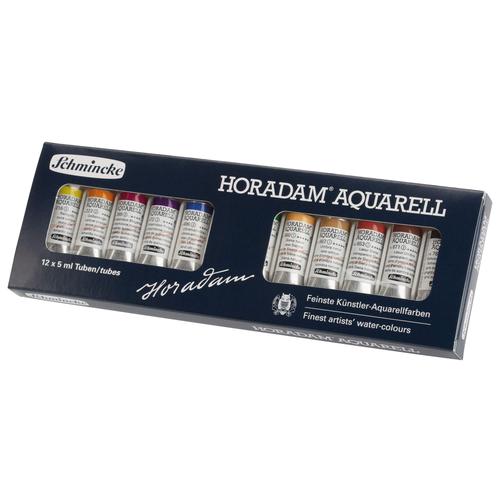 Schmincke Horadam Aquarell Retro Watercolor Set - 12 Half Pans In Metal Box With Empty Tray