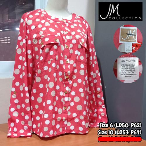 Gambar Blouse JM-COLLECTION Polkadot Putih Merah (231021-A01) - 6 dari Simplicity_ undefined Tokopedia