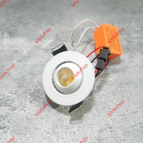Gambar Mini Downlight Led COB Spot 3 Watt Adjustable Bulat Body Putih - Kuning 3000K dari ListrikShop Kab. Bandung Tokopedia