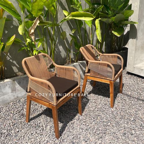 Jual KURSI MAKAN TERAS SANTAI INDOOR SEMI OUTDOOR DINING ARM RATTAN CHAIR WITHOUT CUSHION