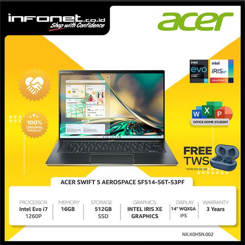 Gambar ACER SWIFT 5 AEROSPACE EVO i7 1260P 16GB 1TB 14" W11 OHS21 - Biru dari Infonet Official Store Jakarta Utara Tokopedia