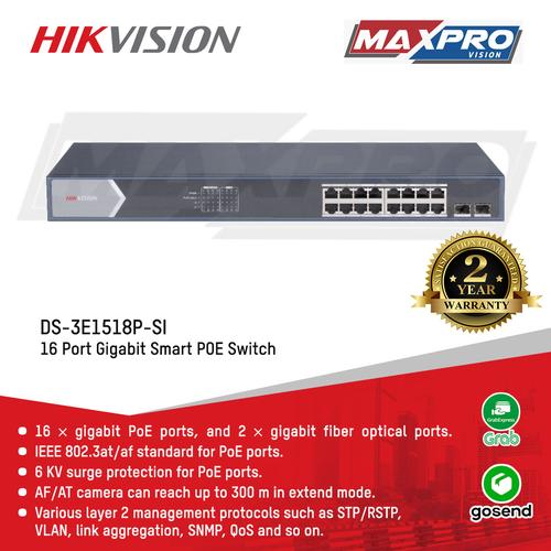 Jual DS-3E1518P-SI - HIKVISION GIGABIT SMART POE SWITCH 16 PORT ...