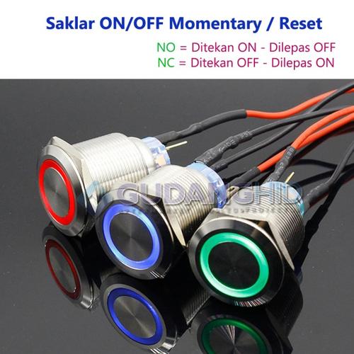 Jual Tombol On Off Saklar LED Stainless Push Button Metal Switch ...