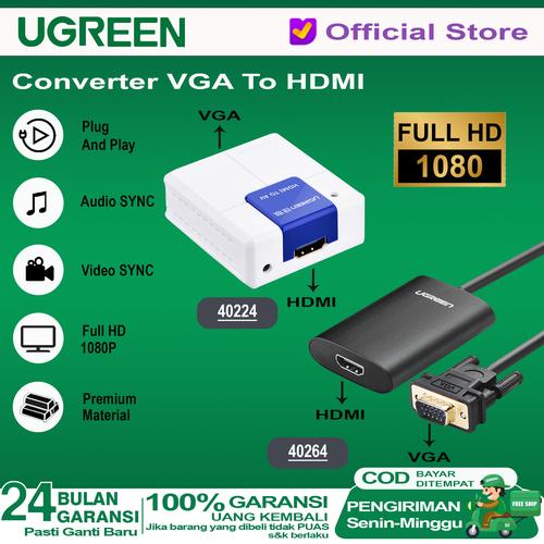 Jual UGREEN VGA To HDMI Converter Adapter HD 1080p With Audio Plug And
