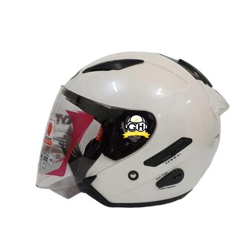 Jual HELM KYT GALAXY FLAT R FLATR SOLID PEARL WHITE POLOS DOUBLE VISOR