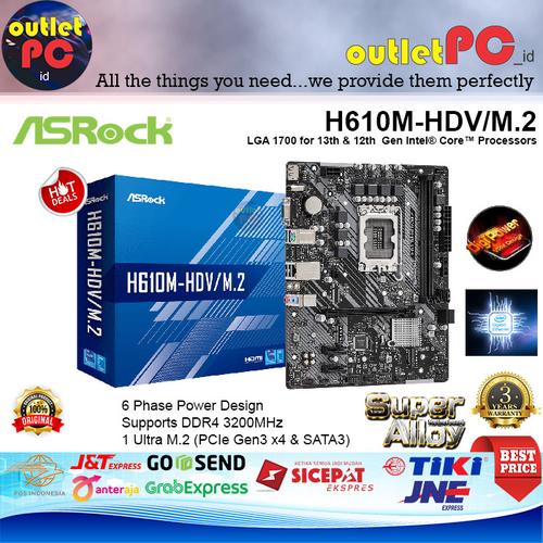 Promo ASROCK MOTHERBOARD H610MHDV/M.2 mATX LGA1700 DDR4 H610M HDV H610 M2 Cicil 0 3x Kota