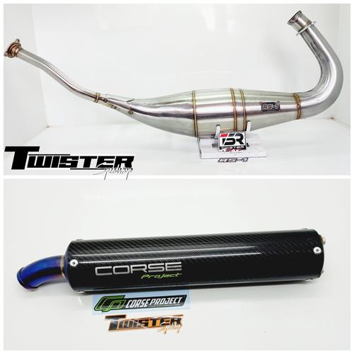 Jual knalpot rs1 ninja r/rr perut 41 step standar set silincer carbon ...