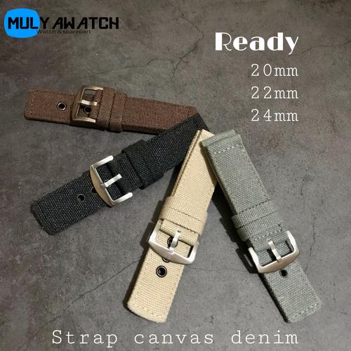 Jual Tali Jam Tangan Canvas Jeans ,18mm, 20mm Strap Canvas Hitam