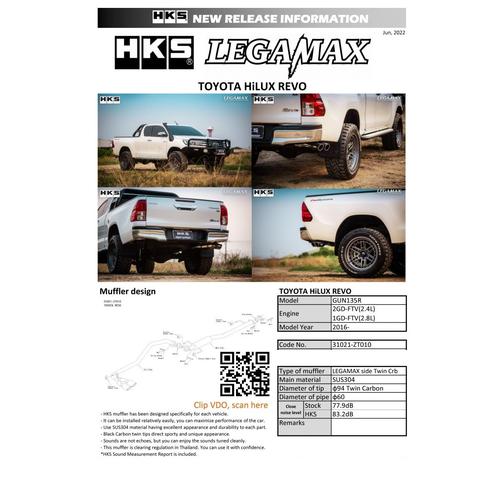 Jual Exhaust Muffler Knalpot HKS Legamax Carbon Side Exit Hilux Revo