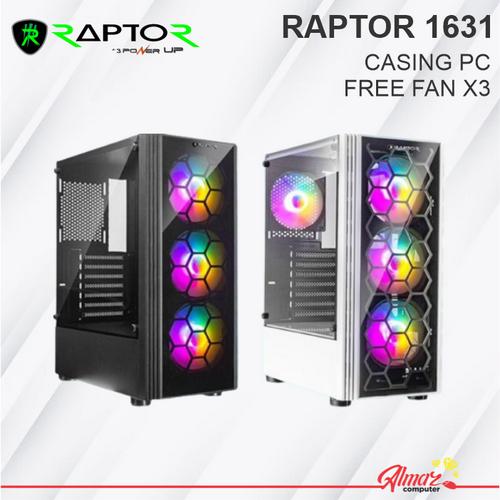 Jual Casing PC Raptor Black Strike 1631 Free 3 Fan RGB ATX - Hitam ...