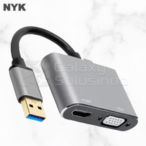 Jual nyk usb 3 0 to hdmi vga 2 in 1 converter kota malang gasol