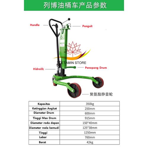 Jual HIDROLIK HYDRAULIC DRUM TRUCK DRUM PORTER ALAT ANGKAT DRUM 350 KG