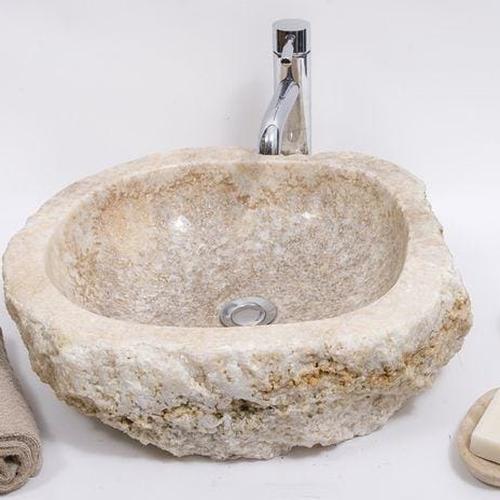 Natuursteen Wastafel Duo Kwartsiet Taj Mahal Beige Met Rugwand