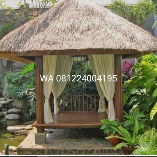 Jual saung kayu kelapa atap alang alang expose harga permeter