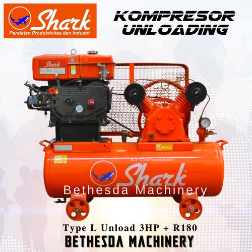Shark R180 Jual Kompresor Udara Shark 3 HP + Mesin Diesel Penggerak R180 - Kota ...