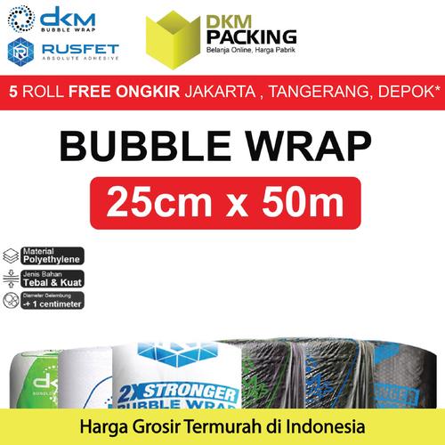 Jual Plastik Bubble Wrap Packing 25CMx50M DKM RUSFET Bubblewrap TEBAL
