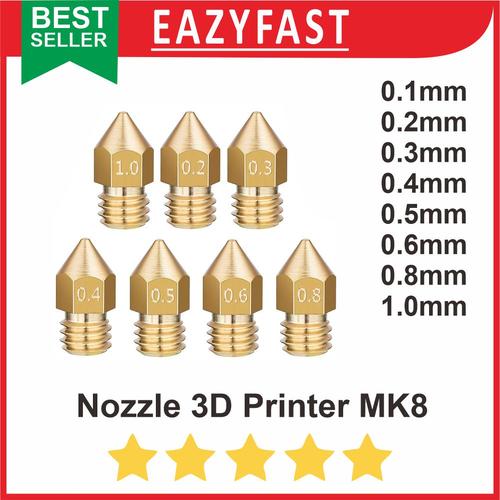 Jual Nozzle Head 3D Printer MK8 0.1 0.2 0.3 0.4 0.6 0.8 1 Ender Ender3 ...