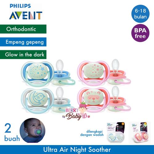 Promo Philips Avent Ultra Air Night Soother 6-18m Pacifier Empeng Bayi  Girl Pink di Berry Baby Tokopedia