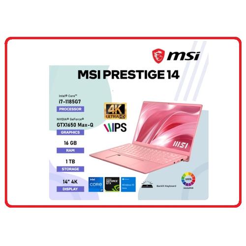 MSI PRESTIGE 14 i7 1185G7 4k 16GB 1TB SSD VGA GTX1650 4GB PINK di Orka  Com Tokopedia