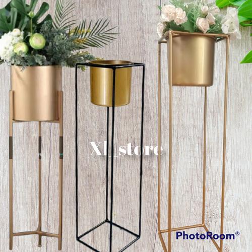 Jual stand + pot gold shakira besi hitamkotak Kab. Bekasi gasket