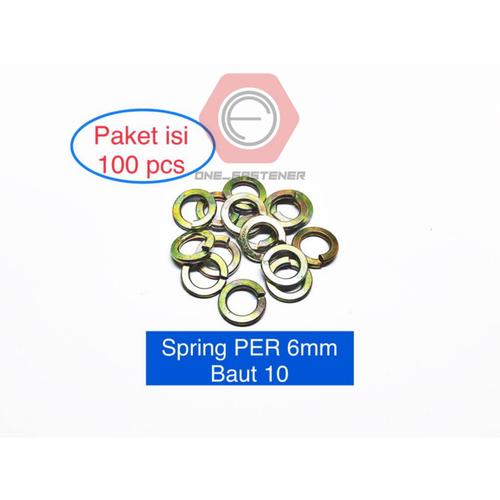 Jual 100 pcs Ring PER M6 Kuning baut kunci 10 Spring Washer 6mm patah ...